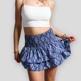 Ebbgo  We.Fine Summer New Women'S Fashion Floral Short Skirt Pleated Skirt Half Skirt Ruffled Edge Printed Skirt