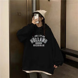 Ebbgo  Grey Long Sleeves Chic Design Women Autumn Letter Printing Sweatshirt Korean Fashion Baggy Simplicity Casual Female Black TOP