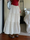 Ebbgo   Vintage Polka Dot Swing Long Skirts Women 2024 Spring Summer Elastic Waist Sweet Girls Cake A-line Skirt Bottoms