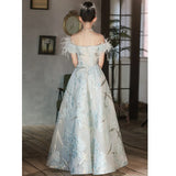 Ebbgo  -  Dinner dress feather satin party evening gown blue birthday homecoming dresses formal occasion H283