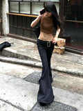 Ebbgo  Autumn Casual Y2K Fashion Black High Waist Large Flare Jeans Women Spicy Girls Slim Fit Long Floor Dragging Pants Women Clothing