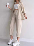 Ebbgo  -  Two Piece Sets Womens Outifits Spring Summer New in Oversized Casual Pant Sets Officed Lady Trousers Sets Women's Clothing