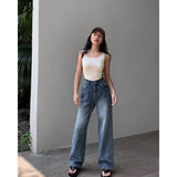 Ebbgo  Blue Women Jeans High Waist Fashion American Vintage Streetwear Y2K NEW Wide Leg Jean Female Denim Trouser Baggy Denim Pants