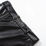 Ebbgo   Black PU Leather Bodycon Pencil Skirts Women Streetwear Vintage Sexy Zipper High Split High Waist Midi Skirt with Belt