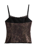 Ebbgo   -  Sexy Leopard Lace Top Women Fashion Spring Summer Female Sleeveless Tank Tops All-match Lady Backless Camisole Streetwear