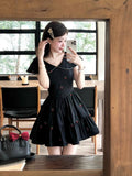 Ebbgo  French Vintage Midi Dress Women Casual Even Party Dress Office Lady Korean Fsahion Elegant Dress  Summer