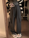 Ebbgo  -  Small Khaki Pants Women's High-Waisted Loose Wide Leg Pants Slim Overalls In Autumn And Winter Drop Casual Pants