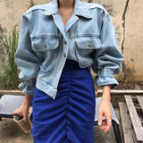 Ebbgo  Coats Jackets Women Top 2022 Sexy Puff Long Sleeve Y2k Clothes Cropped Jacket Streetwear Women's Denim Shirt