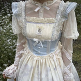 Ebbgo  -  Lolita Dress JSK Fairy Full Fall/Winter Dream Doll Bow Lace Ruffled Kawaii Princess Dress Purple Blue