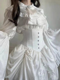 Ebbgo  -  White Gothic Style Lolita Dress Pure Shirt Fishbone Skirt Ji Oversleeve Birthday