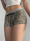 Ebbgo  -  Sexy Slim Leopard Printed Lace Trim Shorts Casual Bandage Low-Waisted Shorts Women Summer Fashion Streetwear Ladies