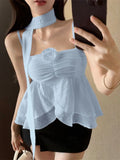 Ebbgo  -  Summer 2000s Casual Sleeveless Camisole Women Elegant Sexy Y2k Crop Tops Blouse Hot Girls Korean Fashion Solid Tanks Chic