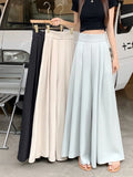 Ebbgo  -  Sweet Hot Girl High Waisted Drape Casual Pants for Women's Spring Elegant Pleated A-line Wide Leg Pants Fashion Female Clothes