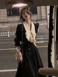 Ebbgo  -  Women Elegant A-line Skirt Two Piece Set Spring New French Fashion Short Blazer Jackets Midi Skirt Outfits Female Suits