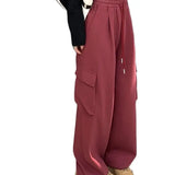 Ebbgo  -  Casual Pants, Overalls, Women's Elastic Waist, Drawstring, Wide Leg Pants, Straight Leg Pants, Autumn, Guard Pants, Fashion Pant