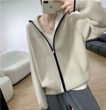 Ebbgo  -  outfit ideas New Autumn And Winter Cashmere Zipper Cardigan Women's Loose Cashmere Sweater Cardigan Female Coat