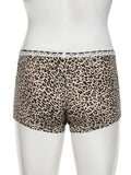 Ebbgo  -  Sexy Slim Leopard Printed Lace Trim Shorts Casual Bandage Low-Waisted Shorts Women Summer Fashion Streetwear Ladies