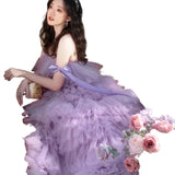 Ebbgo  -  Mesh Dress Adult Ceremony Shooting Photo Wedding Banquet Trailing Temperament Multi-Layer Pettiskirt