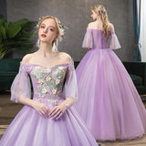 Ebbgo  -  Dinner dresses gala Purple Wedding Dress flower party Maxi Long ball gown H779