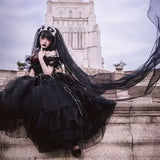 Ebbgo  -  Black Flowers Wedding Lolita Dress Meet The Princess Classic Daydream Whisper Lolita Original Red Rose Gothic Flower