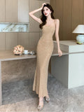 Ebbgo  -  Women's Sexy Bodycon Bridesmaid Long Dress Summer Slim Wrap Hip Evening Party Prom Vestidos Spaghetti Straps Robe