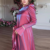 Ebbgo  -  Elegant Loose Belted Flare Sleeve Party Dress Lady O-Neck Long Sleeve Club Dresses New Women Spring Fashion Chic Flashing Dress