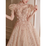 Ebbgo  -  Evening Dresses Party Ballgown Elegant High Collar Sequin Banquet Princess Dress L0877