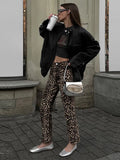 Ebbgo  -  Leopard Print Jeans Slim Pants Woman High Waist Slim Female Streetwear Spring Summer Denim Elastic Waist Panter Mujer Trousers