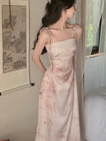 Ebbgo  -  Summer Women Spaghetti Strap Elegant Midi Satin Dresses Wedding Evening Birthday Holiday Backless Prom Clothes New