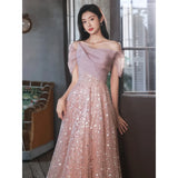 Ebbgo  -  Dresses gala ball gown Sequined dinner dress party evening gowns Pink Bridesmaid L0322