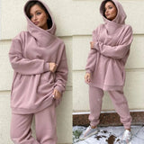 Ebbgo  -  Fashion Women's Sweatshirt Two-piece Set Autumn Winter Casual Streetwear Loose Hoodie Sports Sweatpants Suit 2-piece Suit Woman