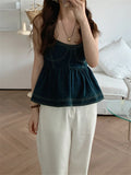 Ebbgo  High Street Slim-Fit Denim Tank Tops Outwear Summer  Prom Daily Jeanswear Chic Stylish Office Lady Night Club