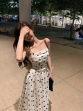 Ebbgo  -  Women Elegant High Waist Spaghetti Straps Dress Sleeveless A-line Party Club Dresses Slim Fit Chic Prom Dress