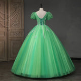 Ebbgo  -  Green dinner dress party evening gown floral  ball gown Banquet h776