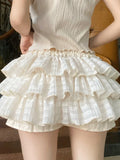 Ebbgo  Kawaii Girl Safety Short Pants Sweet Lolita Summer Chiffon Fluffy Pumpkin Shorts Soft Girl All-match Princess Tiered Under Skirt