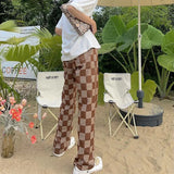 Ebbgo  Straight Leg High Waist Shot Women's Jeans Brown Pants for Woman Spring Gyaru Harajuku Fashion 2024 Korean Style Hippie Trousers