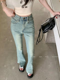 Ebbgo  Vintage High Waist Slim Fit Stretch Jeans Women 2024 Spring Summer Korean Fashion Y2k Denim Casual Split Flare Pants