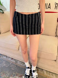 Ebbgo  American Vintage Striped Mini Skirt Shorts Woman Spring High Waist Straight Short Falda Casual Y2k Fashion Streetwear Skirts