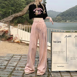 Ebbgo  Jeans Women's Summer Thin High Waist Loose Slim Casual Pants Comfortable and Fashionable Dropping Floor Sweeping Wide Leg Pants