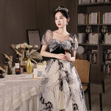 Ebbgo  -  Evening dress ink painting High sense banquet special interest light luxury dresses l0898