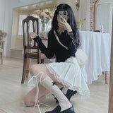 Ebbgo  Kawaii Lolita Pleated Skirt Women Japanese Sweet Fairycore High Waisted Lace Patchwork A-line Mini Skirts Soft Girl