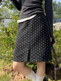 Ebbgo  Chic Polka Dots Mid-Length Skirts Women Vintage Casual Office Lady High Street Elegant All Match Fashion Spring