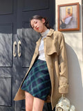 Ebbgo  Vintage Pr eppy Green Plaid Skirt Women Check England Style School Casual High Waist A-line Slim Mini Skirt 90s Aesthetic