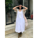 Ebbgo  Summer White Dress Women Spliced Solid Vintage Fashion Y2K Style Miniskirt NEW Female Temperament Elegant Party Dress