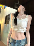 Ebbgo  -  Summer Women Knitted Vest 2000s Aesthetic Solid Slim Bodycon Camisole Casual Y2k Crop Tops Hot Sexy Kpop Kawaii Tanks