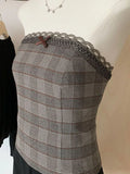 Ebbgo  2000s Aesthetic Grey Camisole Fashion Classical Plaid Lace Patchwork Vest Casual Tank Top Bow Clothing Kpop Streetwear American