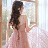 Ebbgo  -  Evening dresses Pink Lace ball gown Banquet Graduation dress Elegant lace Long Guest for Dinner Party Birthday H892