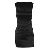 Ebbgo  -  Temperament New Women's Fit Shaping Commuter Style Zipper Square Neck Solid Color Dress