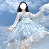 Ebbgo  -  Blue Alice In Wondeland Cute Lolita Dress for Women Japanese Tea Party Soft Girl Kawaii Princess  Fairy Vestidos