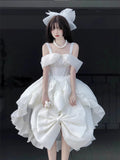 Ebbgo  Lolita Wedding Dress High-Grade Adult Ceremony Tube Top Birthday Little Dress Slimming Princess Trailing Pettiskirt